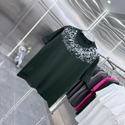 260323 New high-quality T-shirt with printed and embroidered collar design
