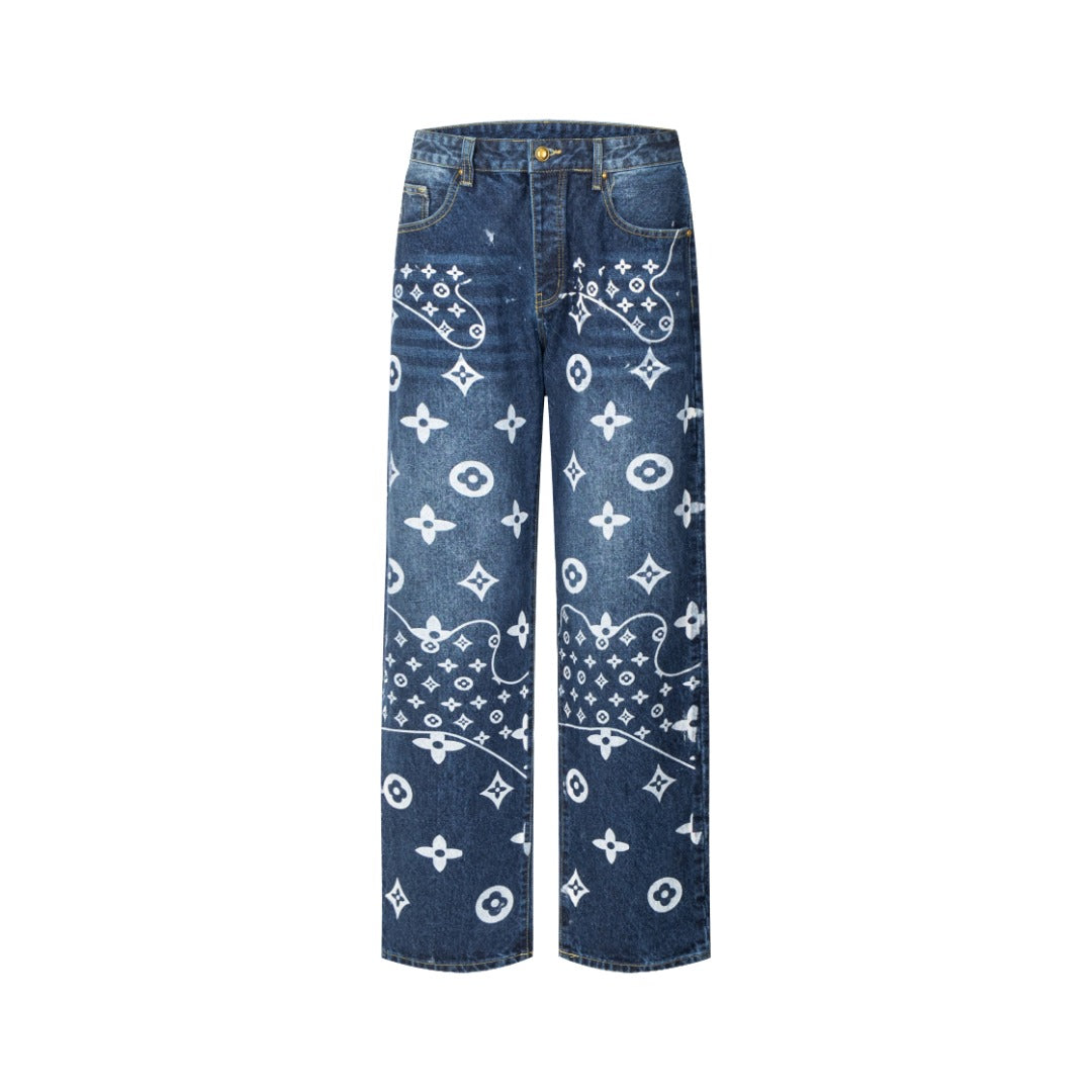 260323 New high-quality hand-painted denim trousers with exquisite craftsmanship