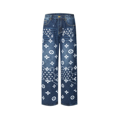 260323 New high-quality hand-painted denim trousers with exquisite craftsmanship