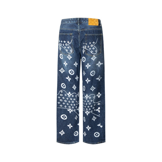 260323 New high-quality hand-painted denim trousers with exquisite craftsmanship