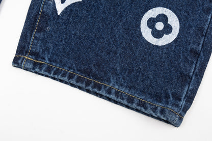 260323 New high-quality hand-painted denim trousers with exquisite craftsmanship