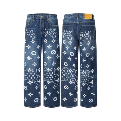 260323 New high-quality hand-painted denim trousers with exquisite craftsmanship