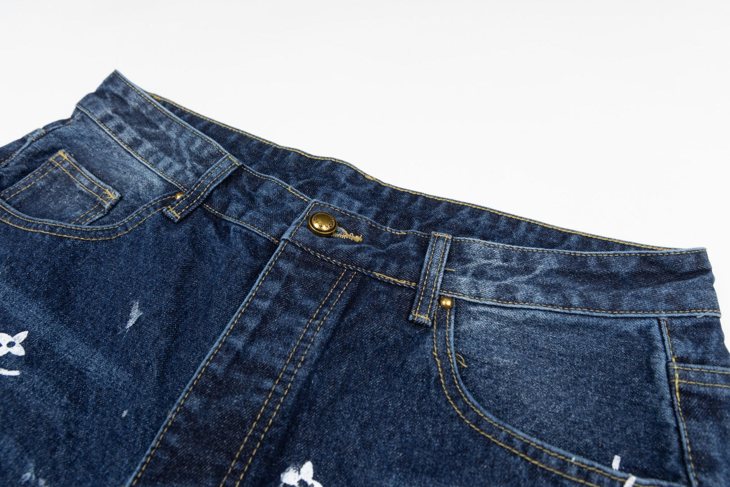 260323 New high-quality hand-painted denim trousers with exquisite craftsmanship