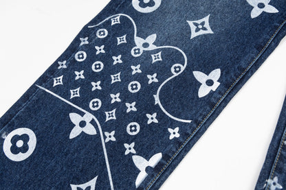 260323 New high-quality hand-painted denim trousers with exquisite craftsmanship