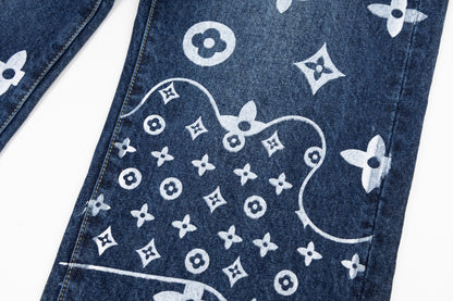 260323 New high-quality hand-painted denim trousers with exquisite craftsmanship