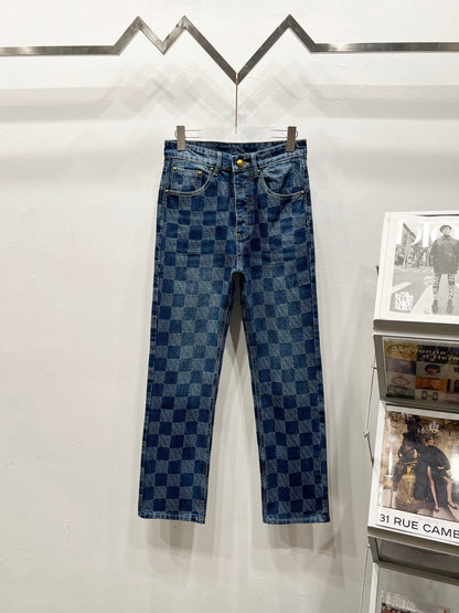 260323 New high-quality checkered denim trousers