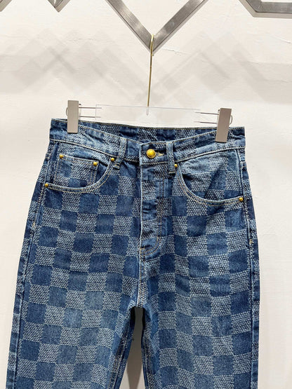 260323 New high-quality checkered denim trousers