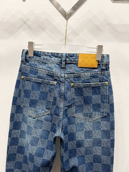 260323 New high-quality checkered denim trousers