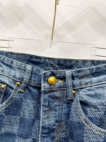 260323 New high-quality checkered denim trousers