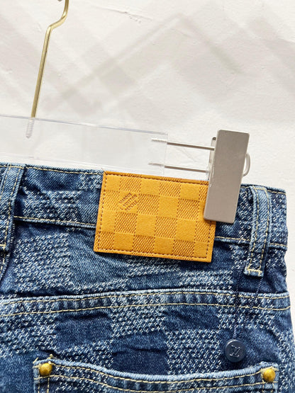260323 New high-quality checkered denim trousers