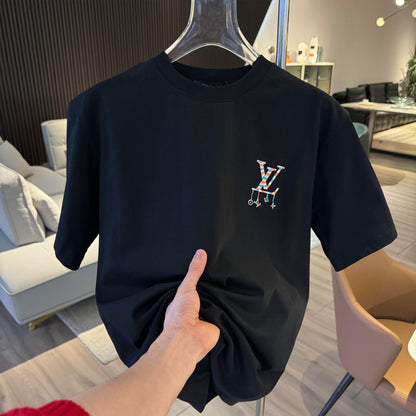 260323 New high-quality rainbow-patterned embroidered T-shirt