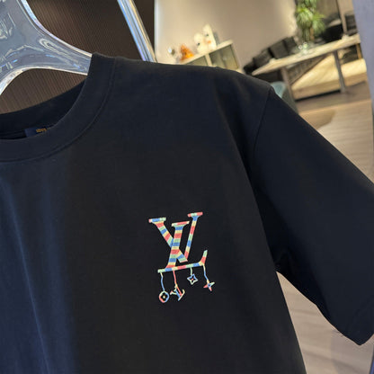 260323 New high-quality rainbow-patterned embroidered T-shirt