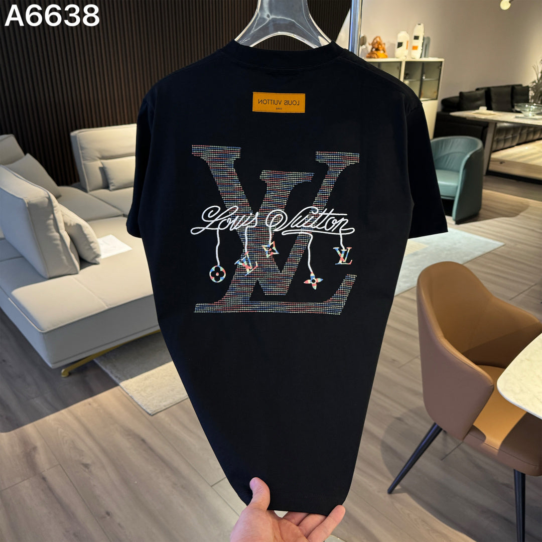 260323 New high-quality rainbow-patterned embroidered T-shirt