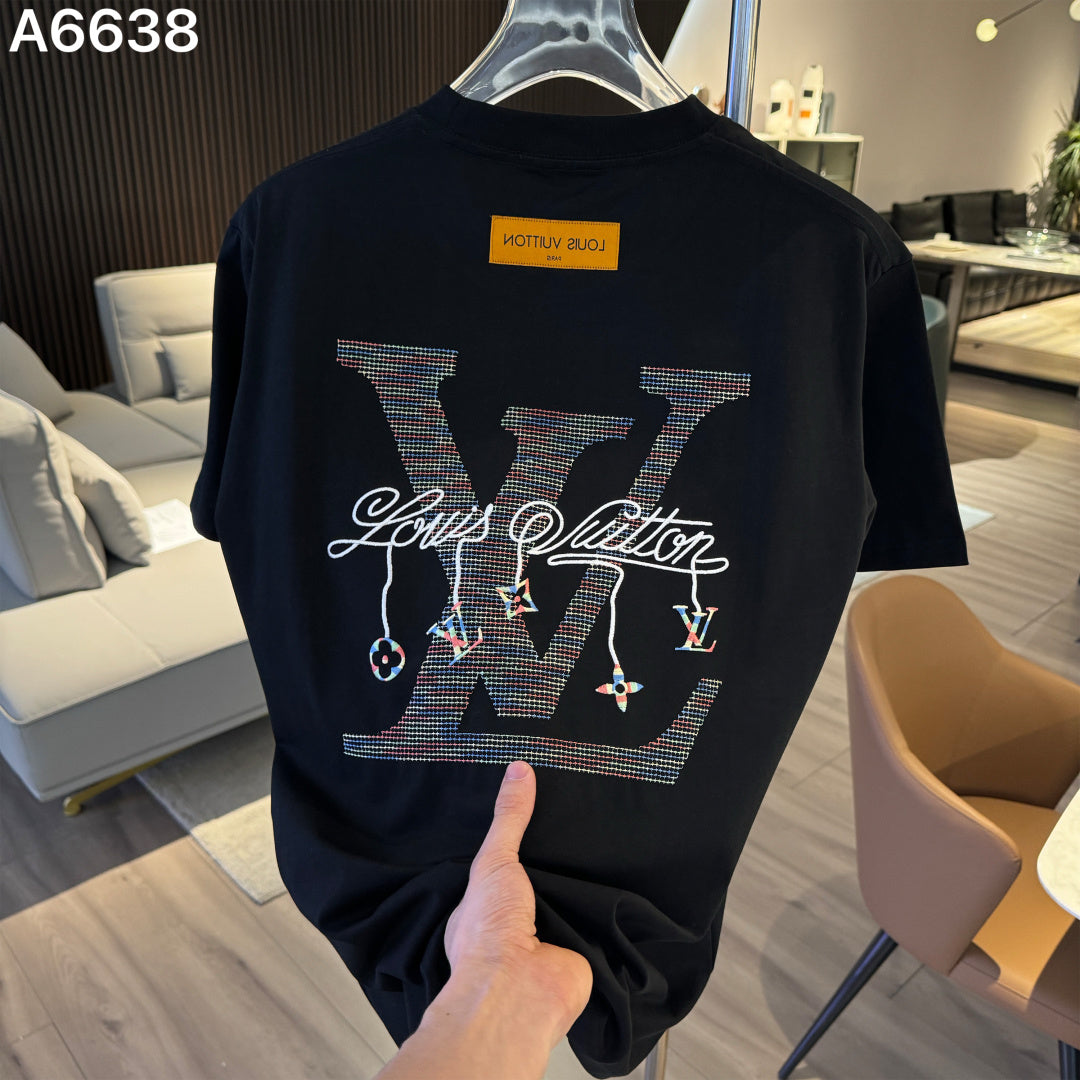 260323 New high-quality rainbow-patterned embroidered T-shirt