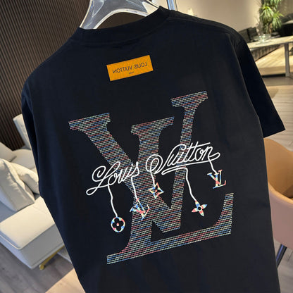 260323 New high-quality rainbow-patterned embroidered T-shirt