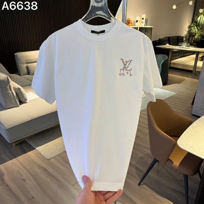 260323 New high-quality rainbow-patterned embroidered T-shirt