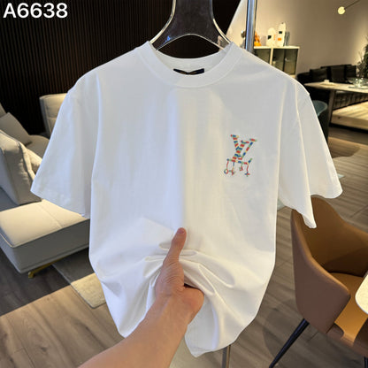 260323 New high-quality rainbow-patterned embroidered T-shirt