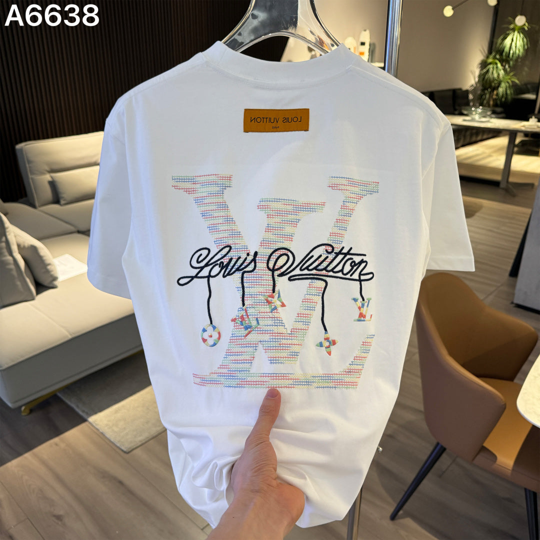 260323 New high-quality rainbow-patterned embroidered T-shirt
