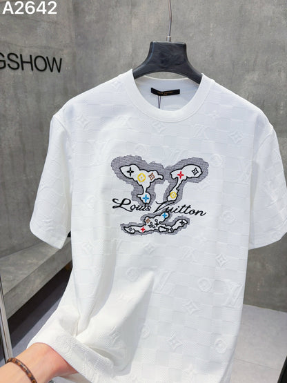 260323 New high-quality custom jacquard fabric embroidered T-shirt