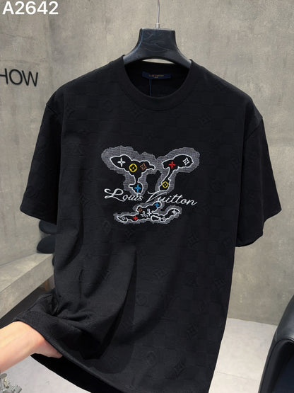 260323 New high-quality custom jacquard fabric embroidered T-shirt