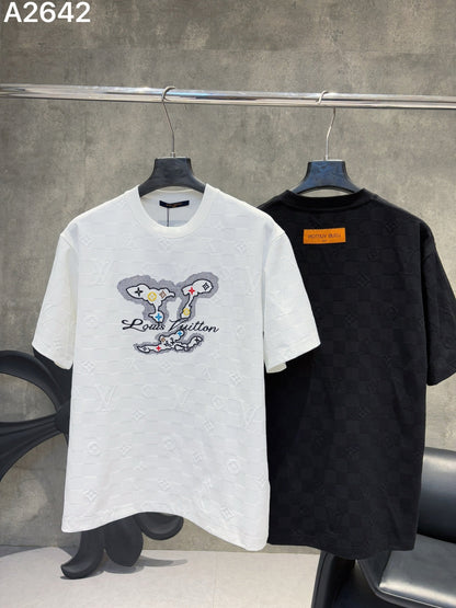 260323 New high-quality custom jacquard fabric embroidered T-shirt