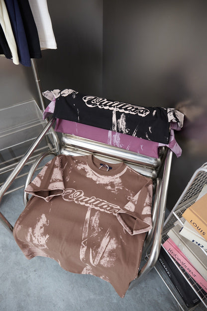 260323 New high-quality graffiti-overprinted print T-shirt