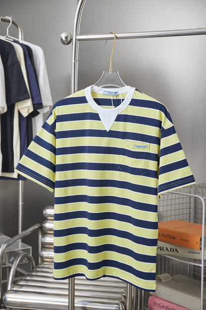 260323 New high-quality striped plain weave t-shirt