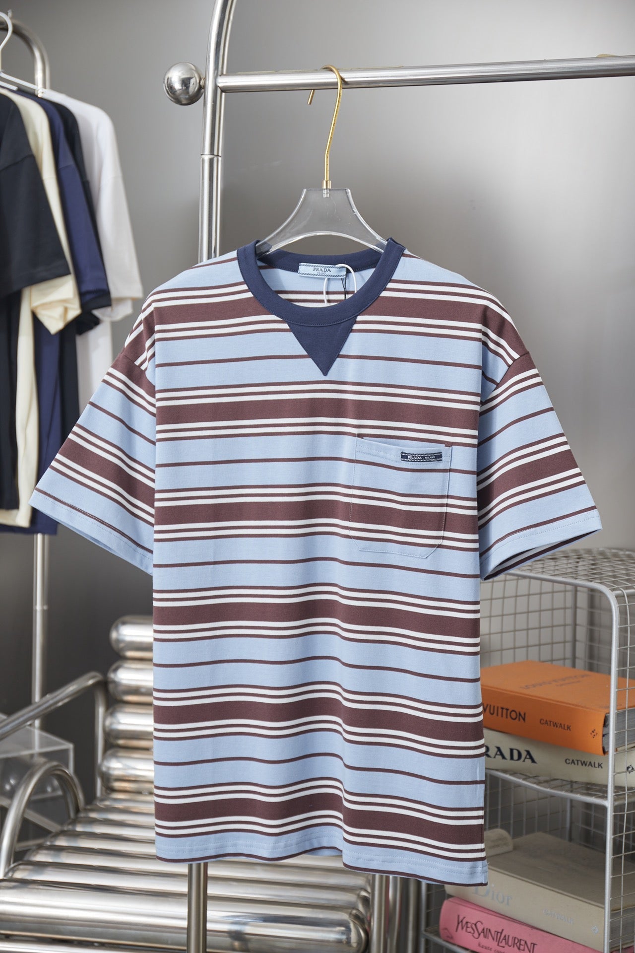 260323 New high-quality striped plain weave t-shirt
