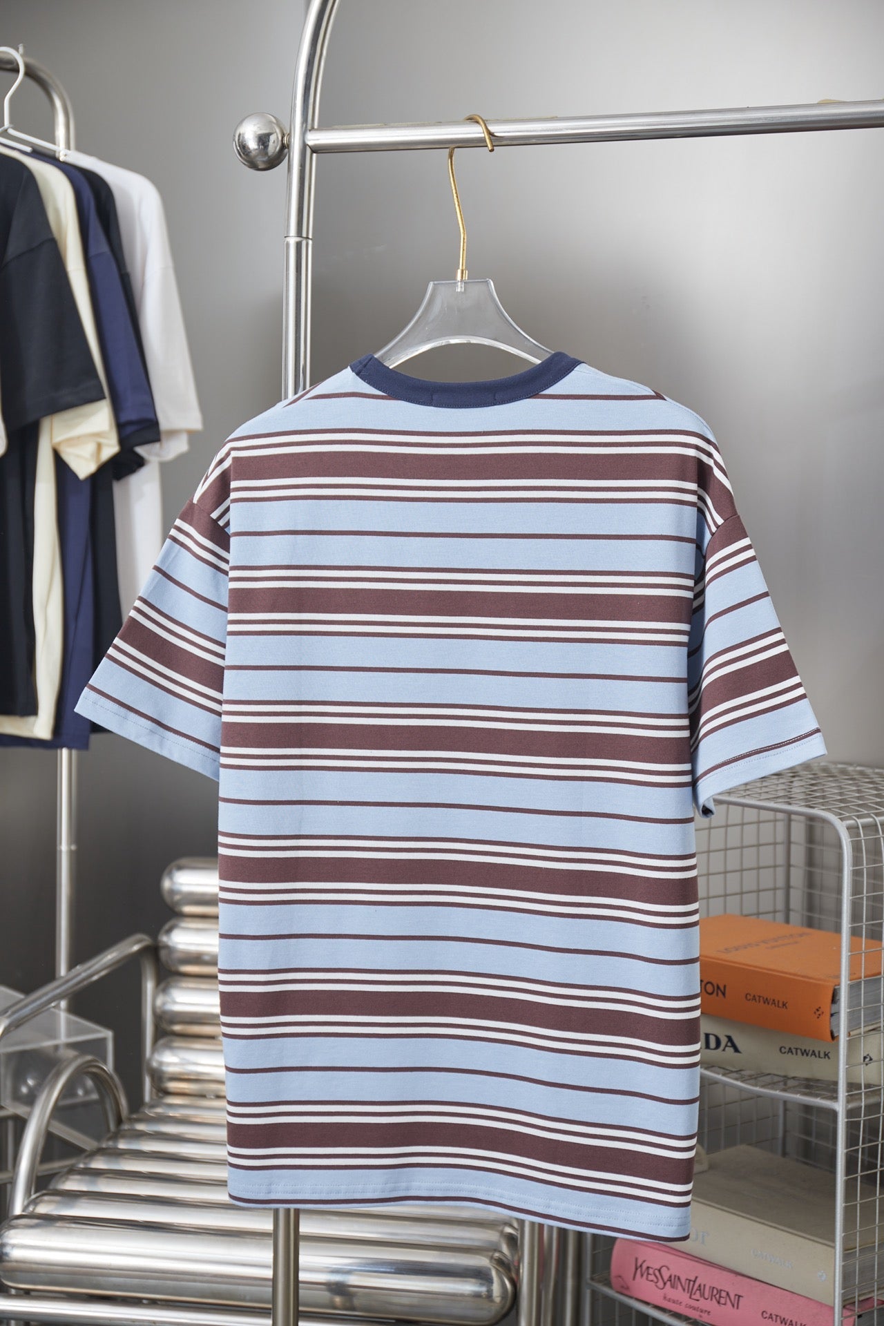 260323 New high-quality striped plain weave t-shirt