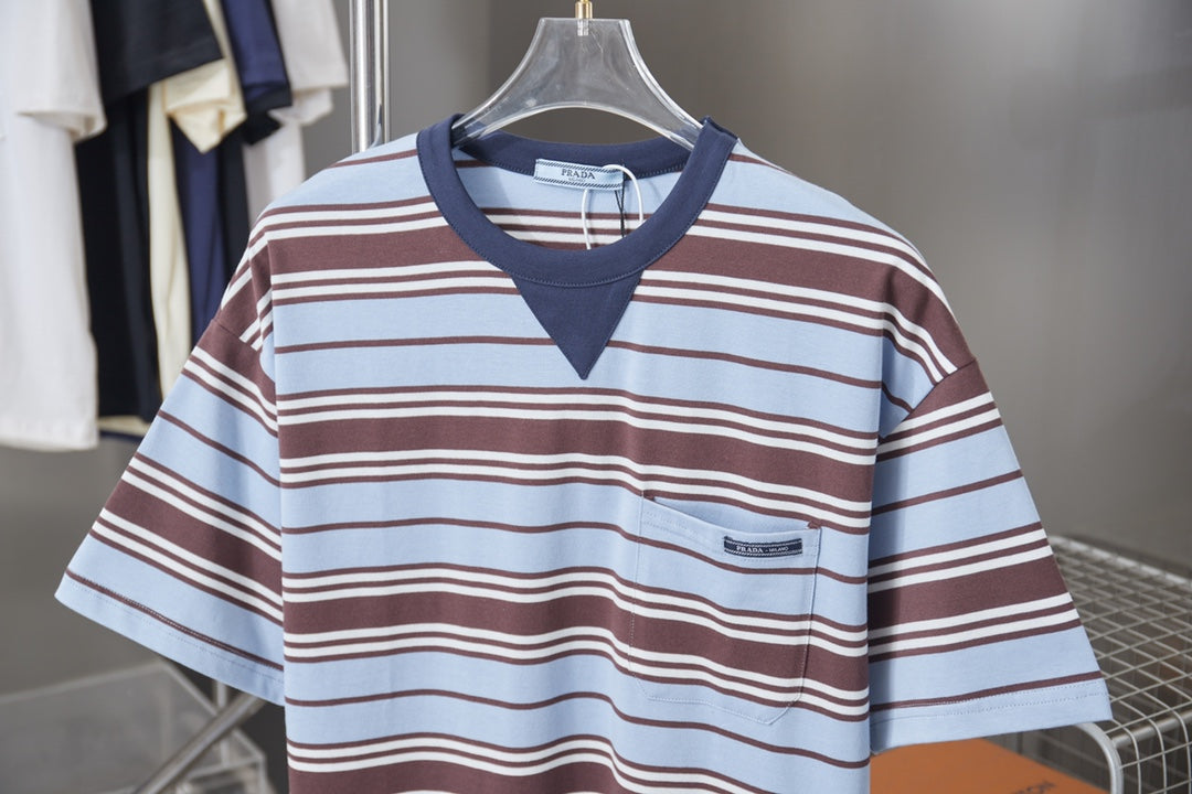 260323 New high-quality striped plain weave t-shirt