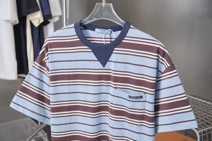 260323 New high-quality striped plain weave t-shirt