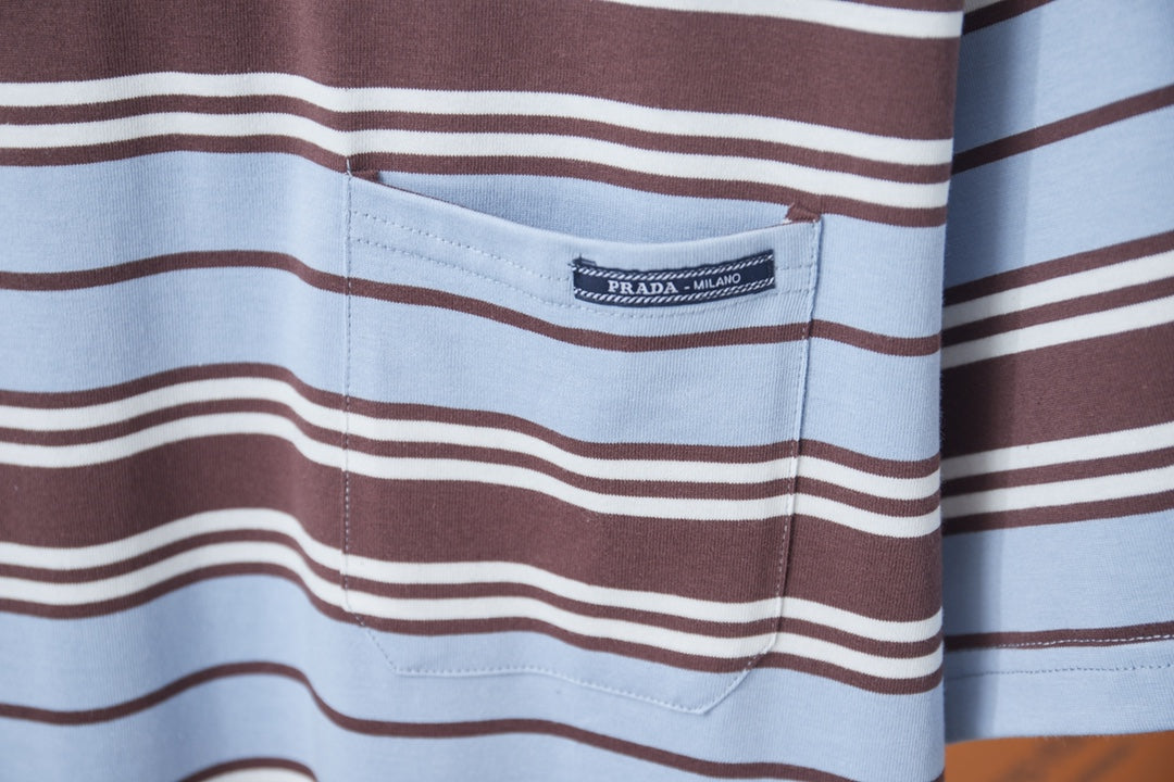 260323 New high-quality striped plain weave t-shirt