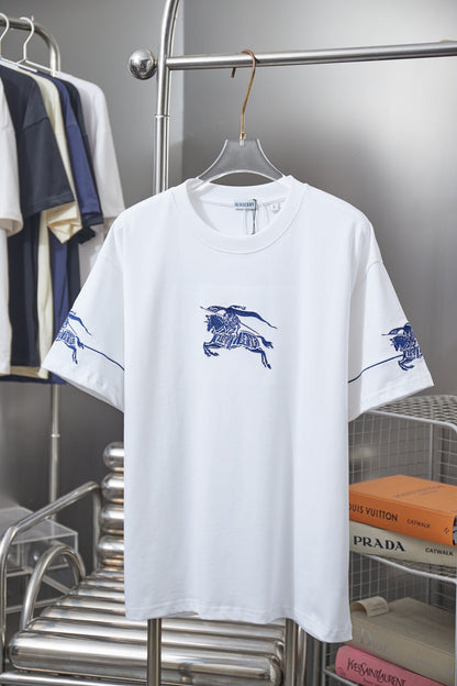 260323 New high-quality horse logo embroidered T-shirt