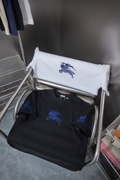 260323 New high-quality horse logo embroidered T-shirt