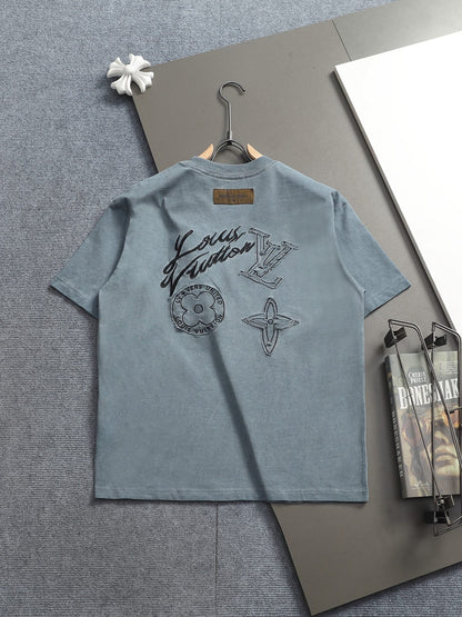 260415 New high-quality, high-grade embroidered and distressed T-shirt
