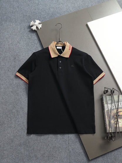 260415 New high-quality checked patchwork knit collar polo shirt