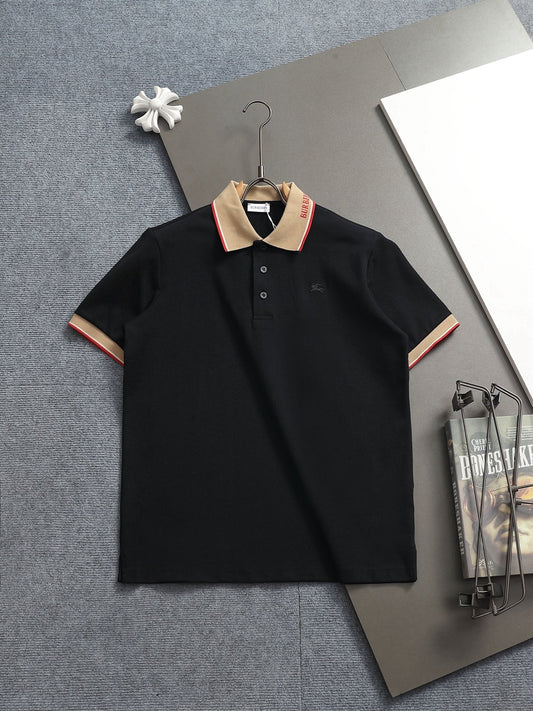 260415 New high-quality checked patchwork knit collar polo shirt