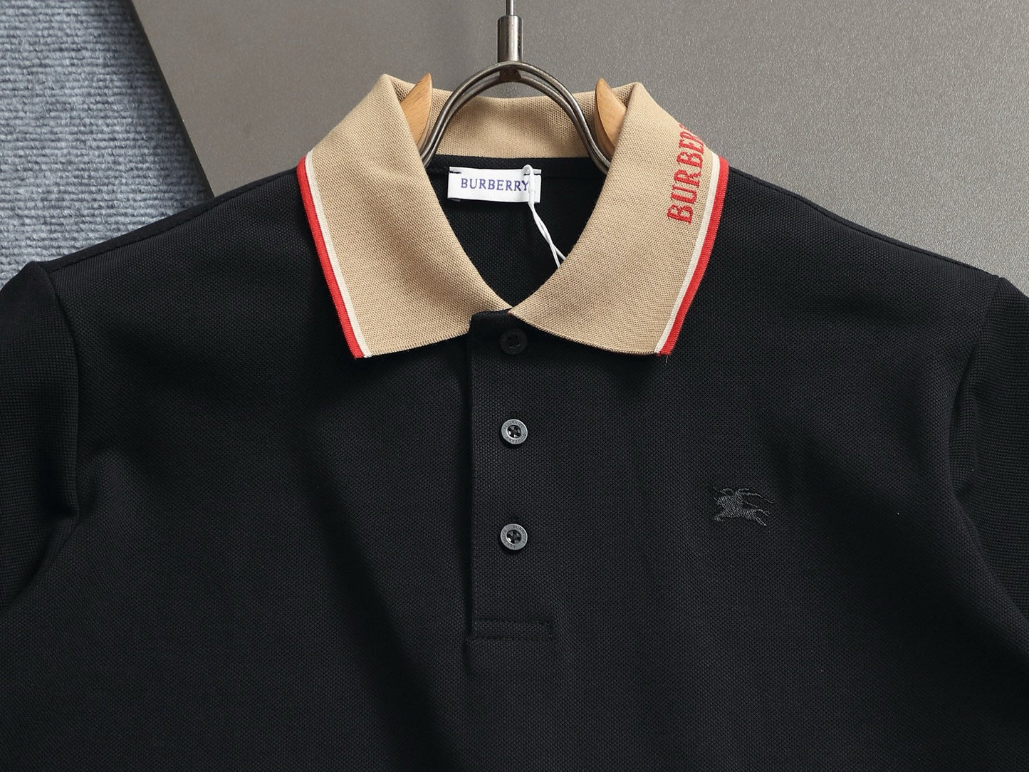 260415 New high-quality checked patchwork knit collar polo shirt