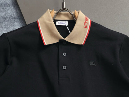 260415 New high-quality checked patchwork knit collar polo shirt
