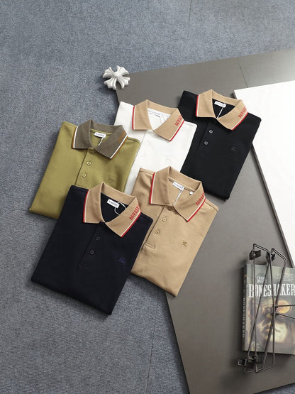 260415 New high-quality checked patchwork knit collar polo shirt