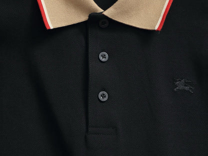 260415 New high-quality checked patchwork knit collar polo shirt