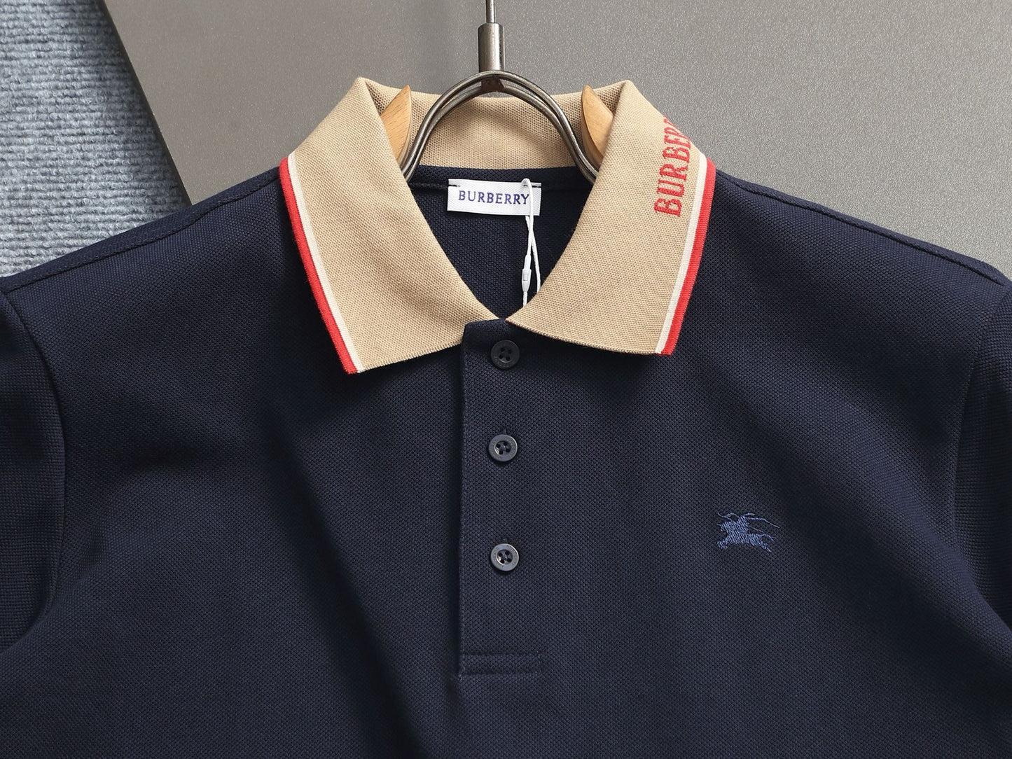 260415 New high-quality checked patchwork knit collar polo shirt