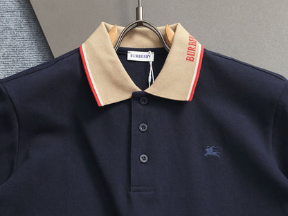260415 New high-quality checked patchwork knit collar polo shirt