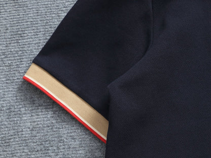 260415 New high-quality checked patchwork knit collar polo shirt