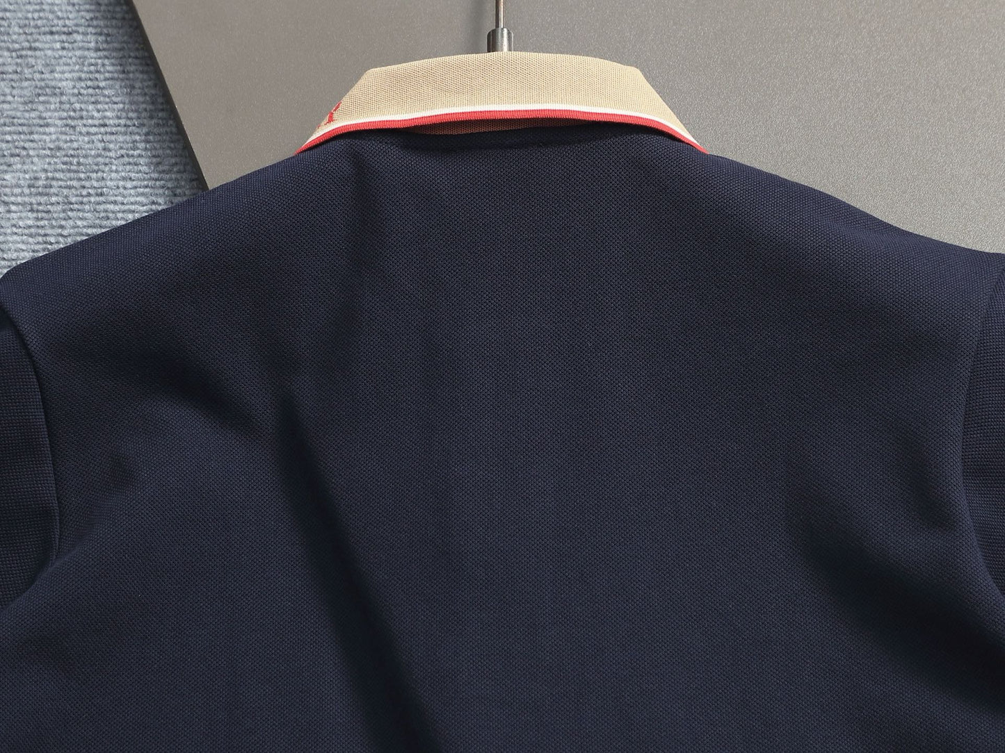 260415 New high-quality checked patchwork knit collar polo shirt