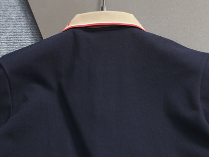 260415 New high-quality checked patchwork knit collar polo shirt
