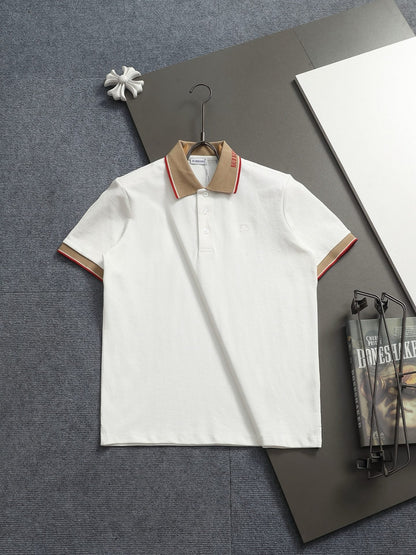 260415 New high-quality checked patchwork knit collar polo shirt