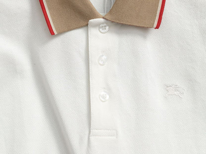 260415 New high-quality checked patchwork knit collar polo shirt