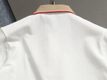 260415 New high-quality checked patchwork knit collar polo shirt