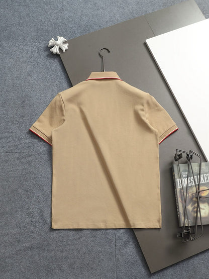 260415 New high-quality checked patchwork knit collar polo shirt